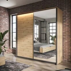 Quant 2.2m Sliderobe – Oak Artisan (LED Included)