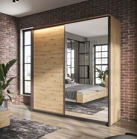 Quant 2.2m Sliderobe – Oak Artisan (LED Included)