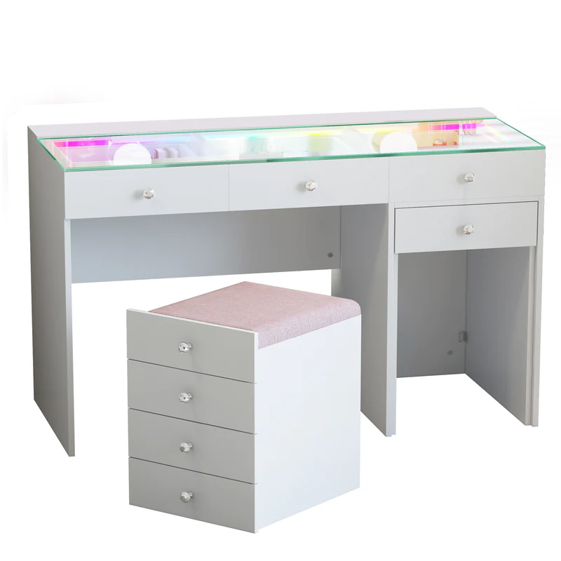 VANITII Diana Vanity Desk – 8 Drawers with Hidden Stool - Image 2