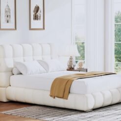 Kelvin Boucle Natural Fabric Ottoman / 2 Sizes