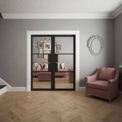 Alternative view of Seattle 3 Lite Clear Glass Black Primed Doors