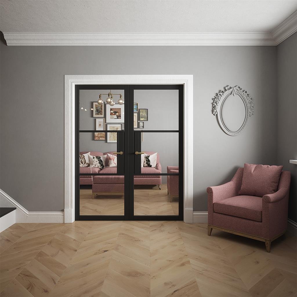 Seattle 3 Lite Clear Glass Black Primed Doors - Image 2