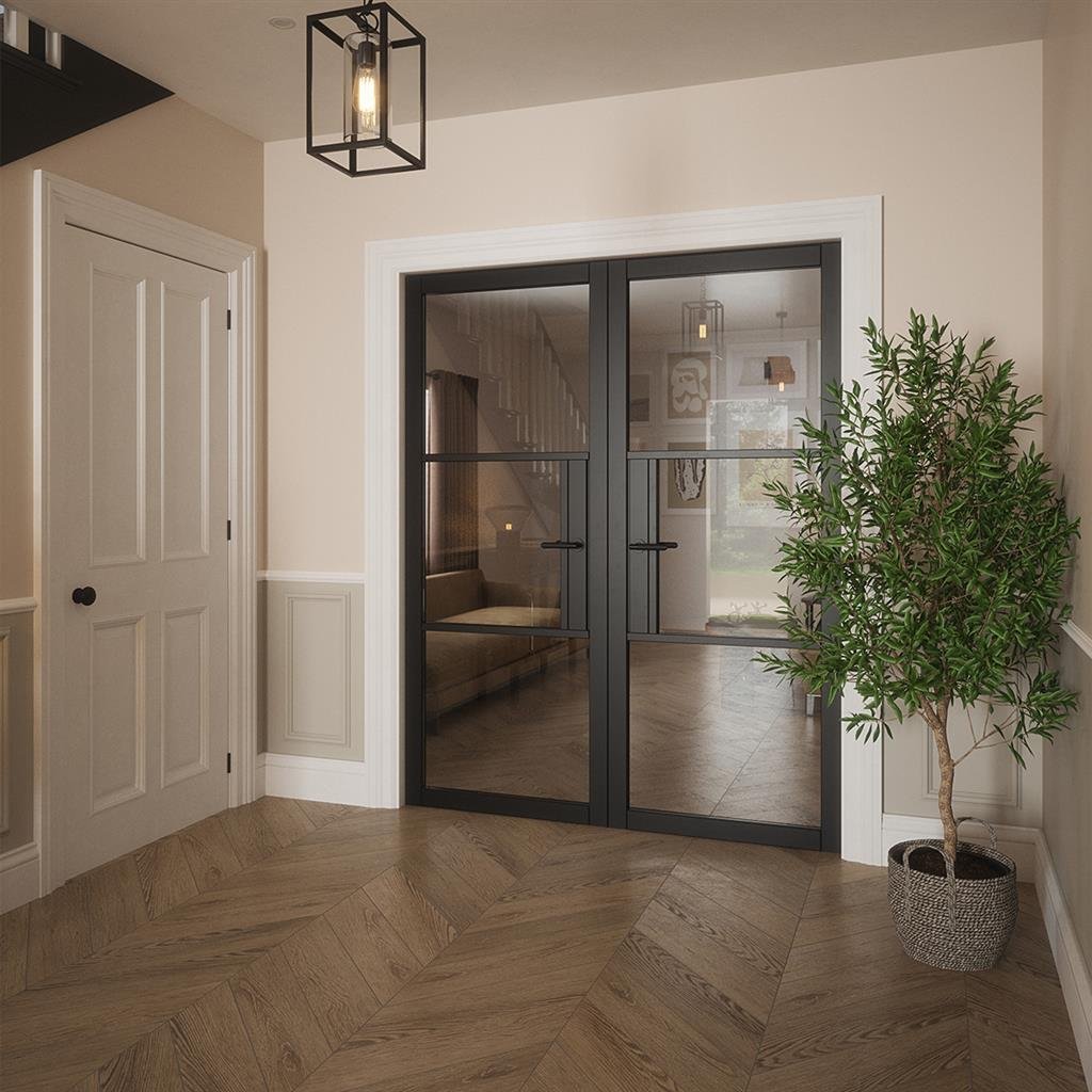 Seattle 3 Lite Clear Glass Black Primed Doors - Image 6