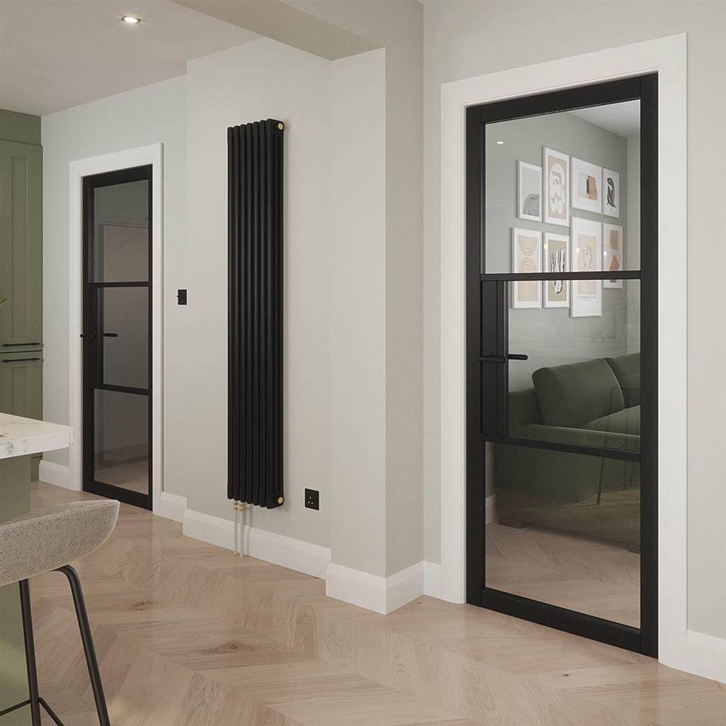 Seattle 3 Lite Clear Glass Black Primed Doors - Image 3