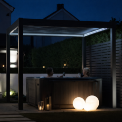 Hilton Plus Aluminium Metal LED Pergola in Graphite Grey