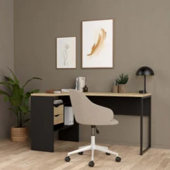 Function Plus Corner Desk Black/Oak