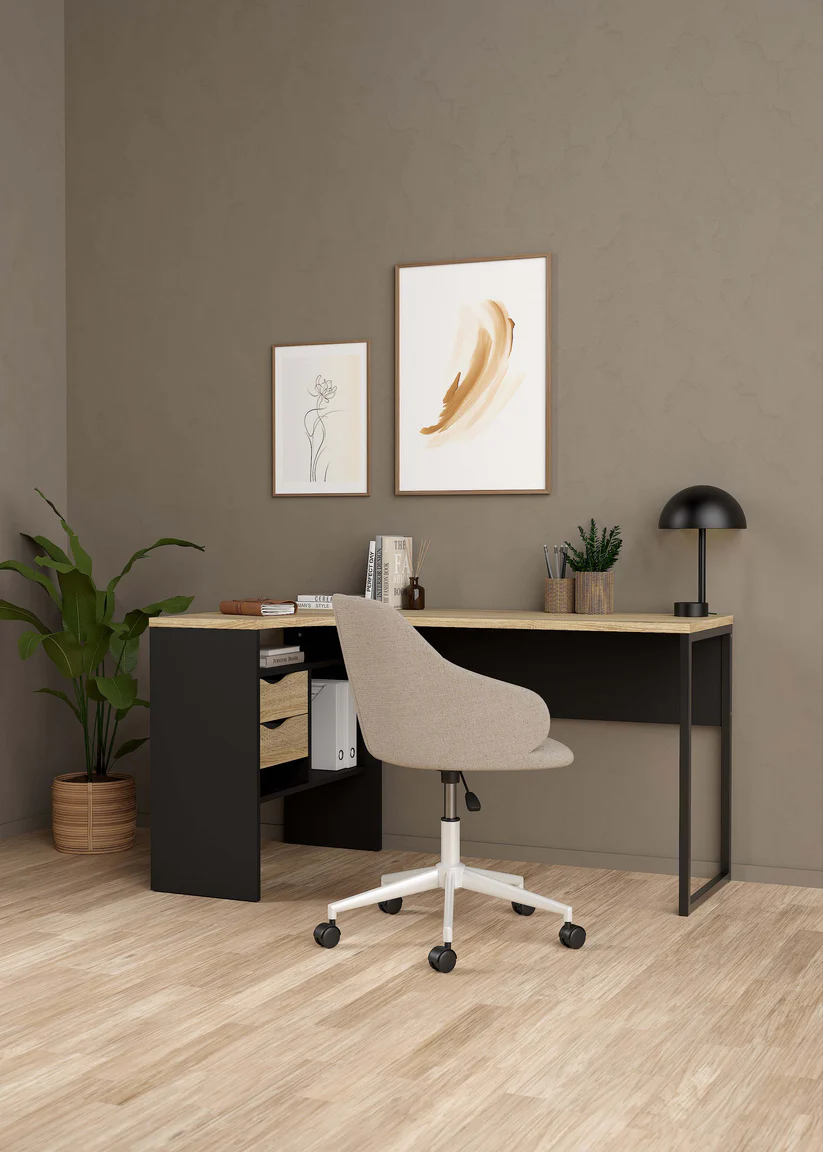 Function Plus Corner Desk Black/Oak