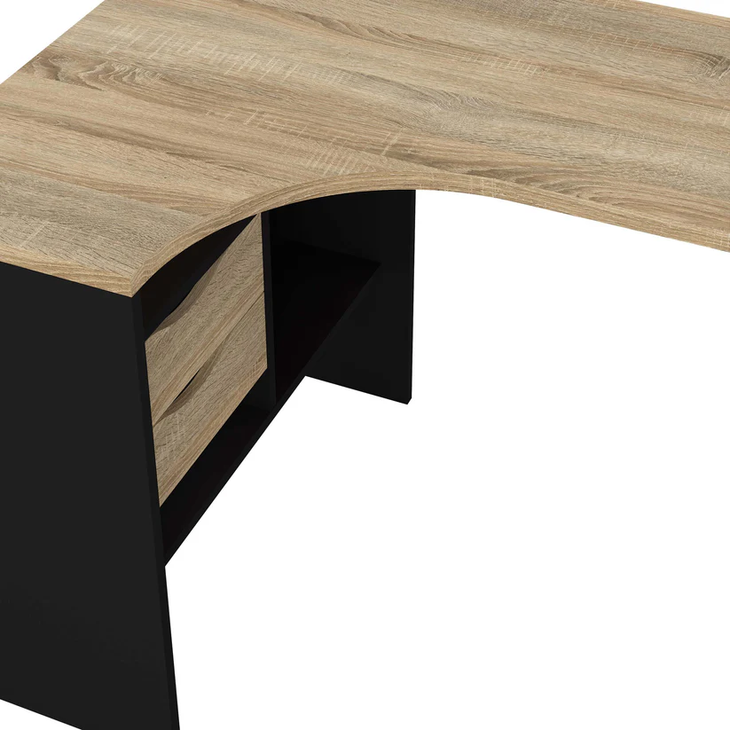 Function Plus Corner Desk Black/Oak - Image 2