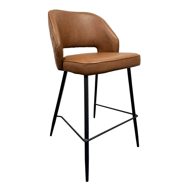 Sutton Bar Stool Tan PU Medium Height - Image 4