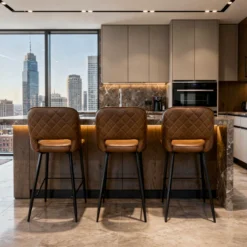 Sutton Bar Stool Tan PU Medium Height