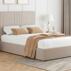 Willow Storage Bed Beige Fabric / 2 Sizes