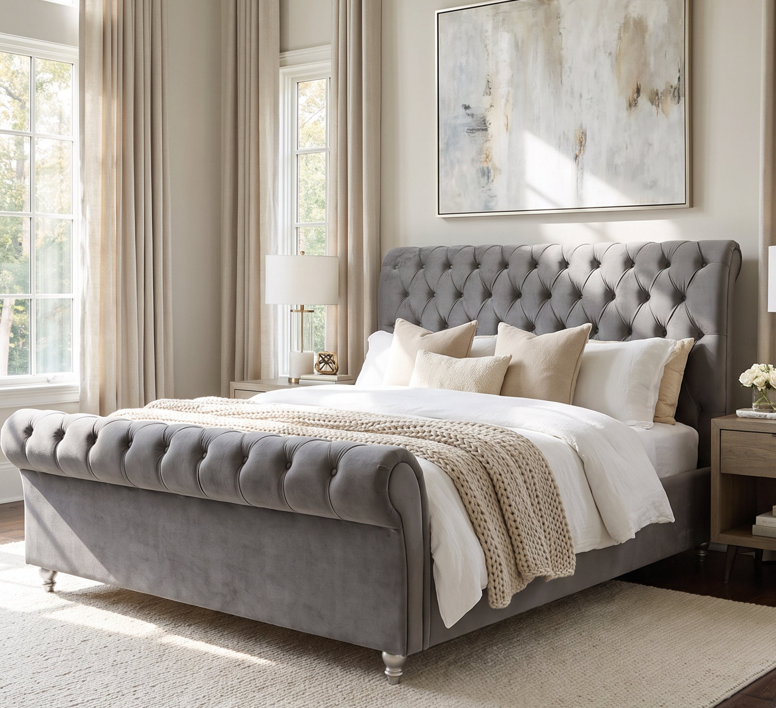 Kilkenny Grey Velvet Bed - Image 2