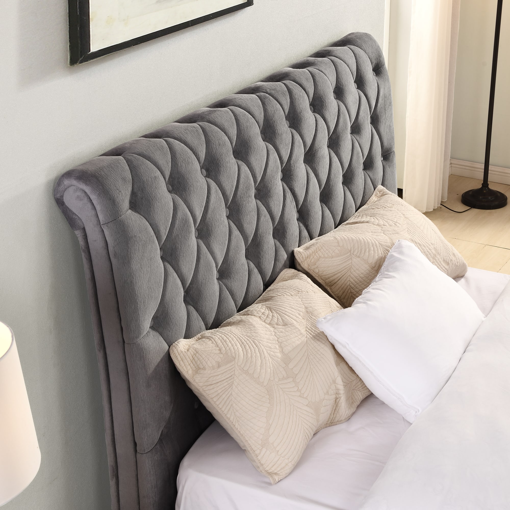 Kilkenny Grey Velvet Bed - Image 3
