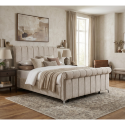 Carlow Upholstered Storage Bed – Beige