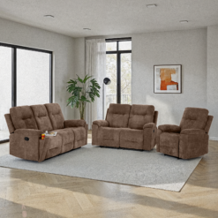Guildford 3+2+1 Recliner Suite – Antelope Brown Fabric