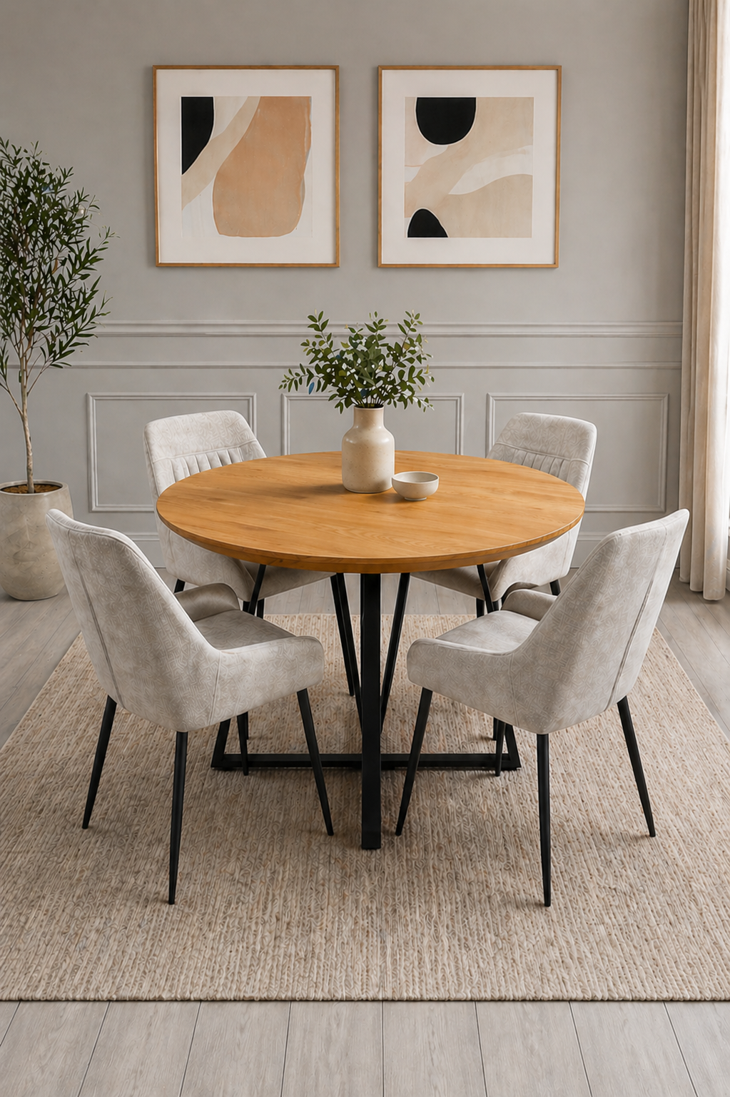 Windsor Round Table + 4 Stone Chairs