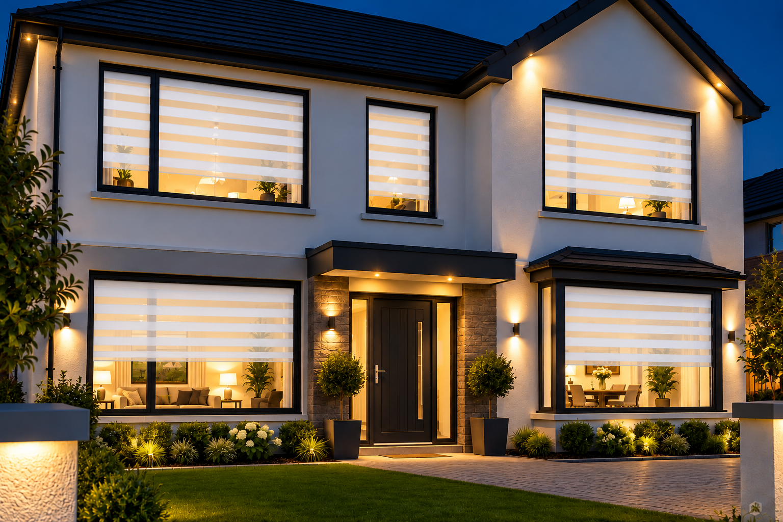 Zebra Winter White Modern Window Blinds | Day & Night - Image 3