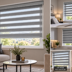 Alternative view of Zebra Grey Modern Window Blinds | Day & Night